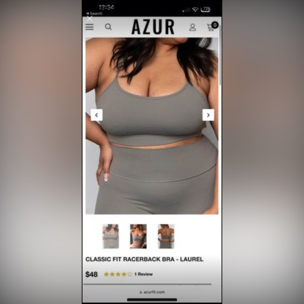 Azur Fit Racerback Bra - Size Medium